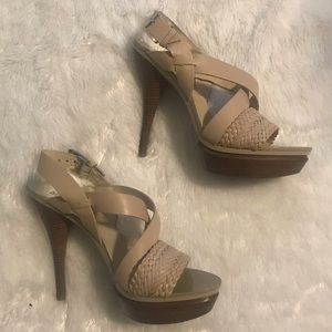 Cream platform stiletto sandal